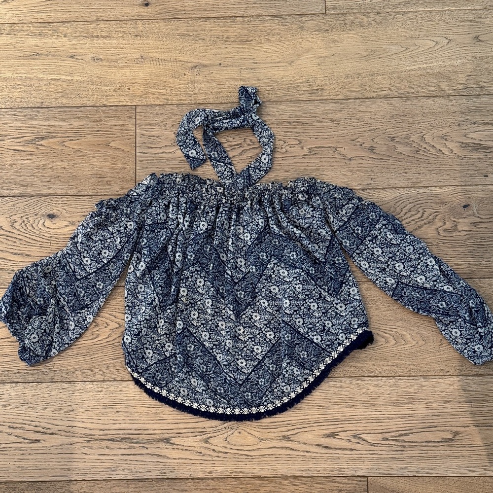 Misa Los Angeles Navy Floral Blouse